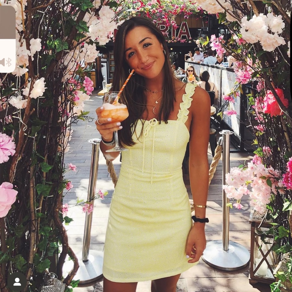 Bloomingdale’s worn once yellow polka dot dress